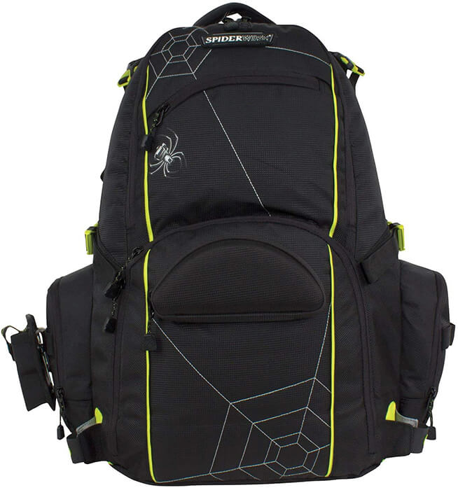 Backpack with spider wire for fishing